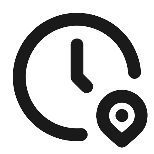 Clock pin icon, line style, from Tabler Icons