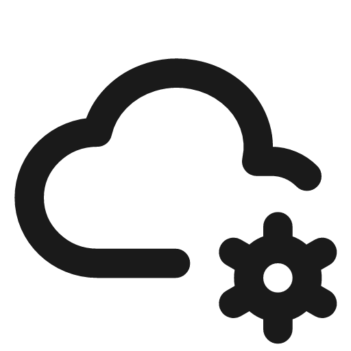 Cloud cog icon, line style, from Tabler Icons