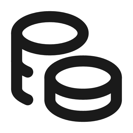 Coins icon, line style, from Tabler Icons
