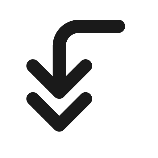 Corner left down double icon, line style, from Tabler Icons