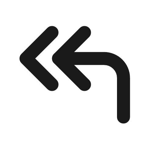 Corner up left double icon, line style, from Tabler Icons