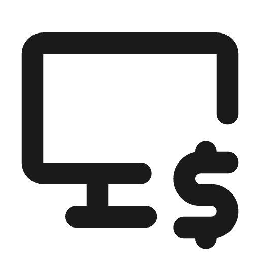 Device desktop dollar icon, line style, from Tabler Icons