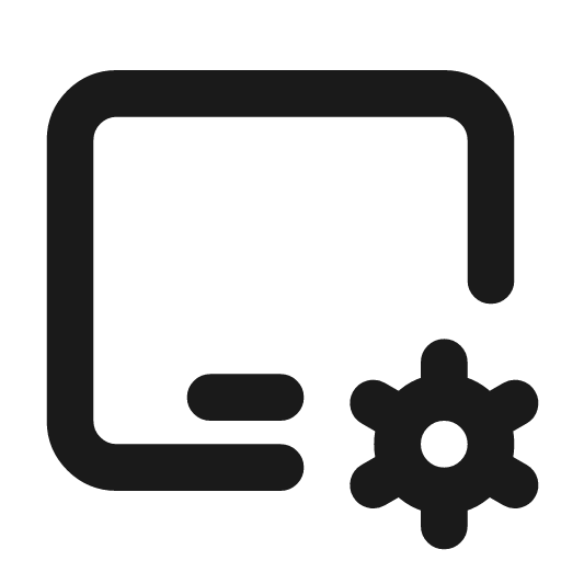 Device ipad horizontal cog icon, line style, from Tabler Icons