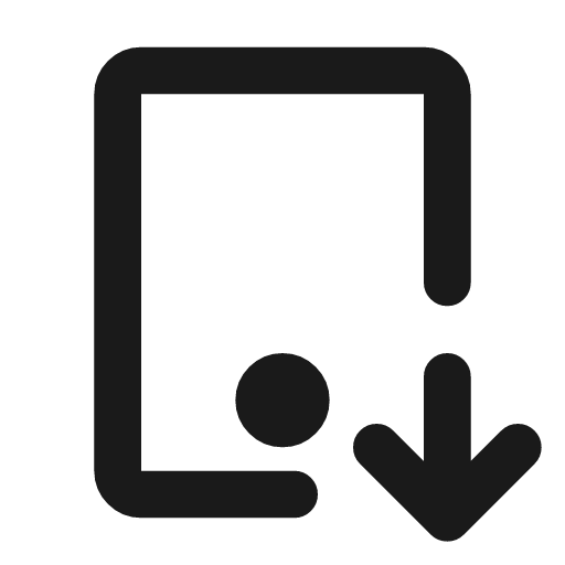 Device tablet down icon, line style, from Tabler Icons