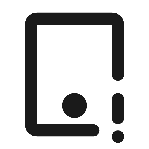 Device tablet exclamation icon, line style, from Tabler Icons