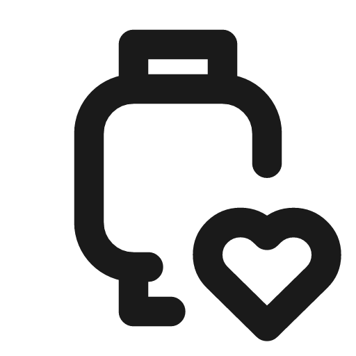 Device watch heart icon, line style, from Tabler Icons
