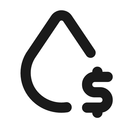Droplet dollar icon, line style, from Tabler Icons