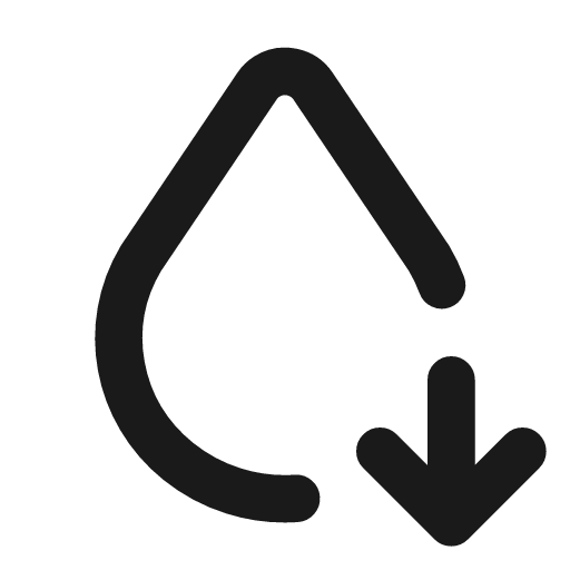 Droplet down icon, line style, from Tabler Icons
