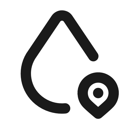 Droplet pin icon, line style, from Tabler Icons