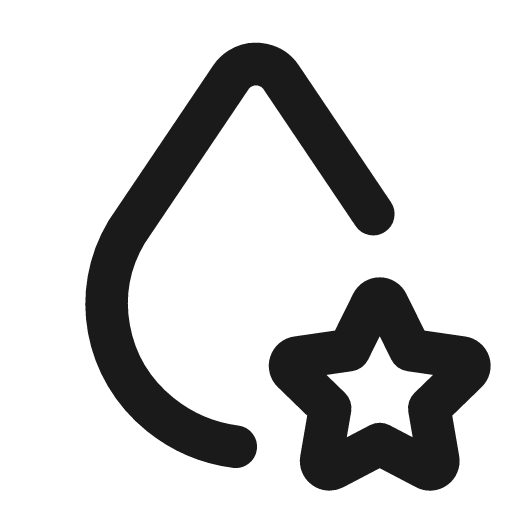 Droplet star icon, line style, from Tabler Icons