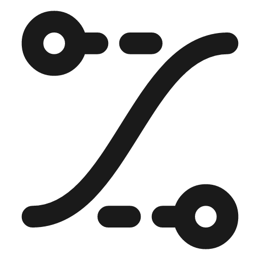 Ease in out control points icon, line style, from Tabler Icons
