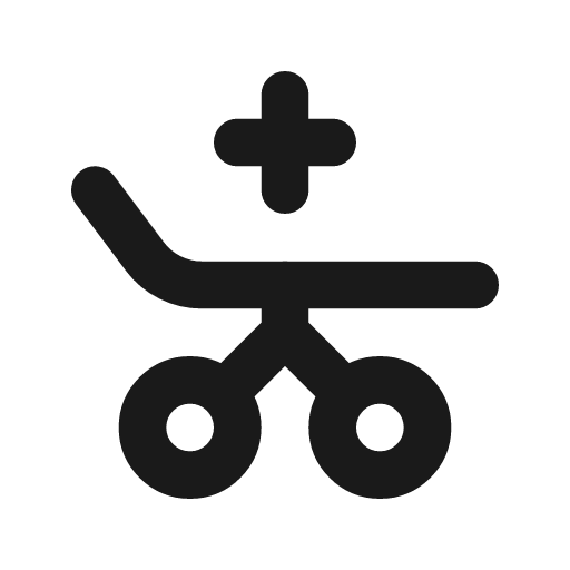 Emergency bed icon, line style, from Tabler Icons