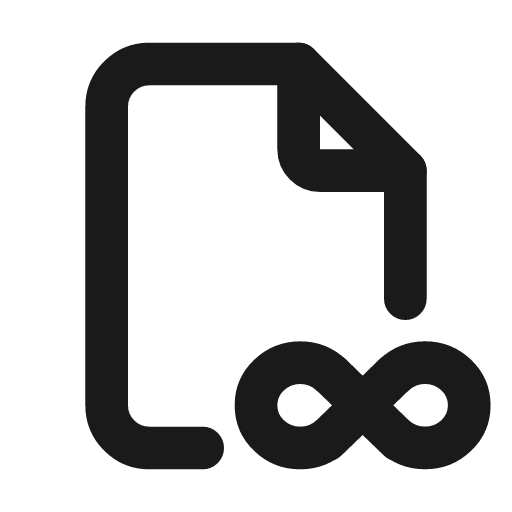 File infinity icon, line style, from Tabler Icons