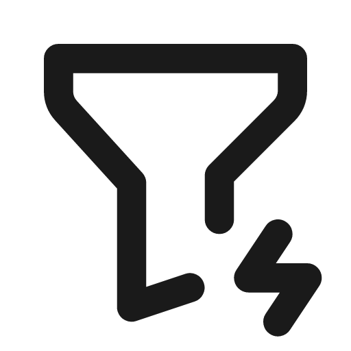 Filter bolt icon, line style, from Tabler Icons