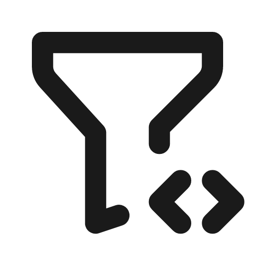 Filter code icon, line style, from Tabler Icons