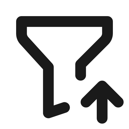 Filter up icon, line style, from Tabler Icons