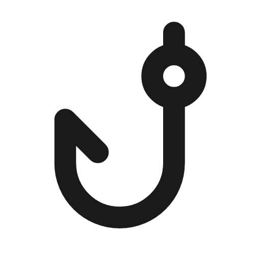 Fish hook icon, line style, from Tabler Icons