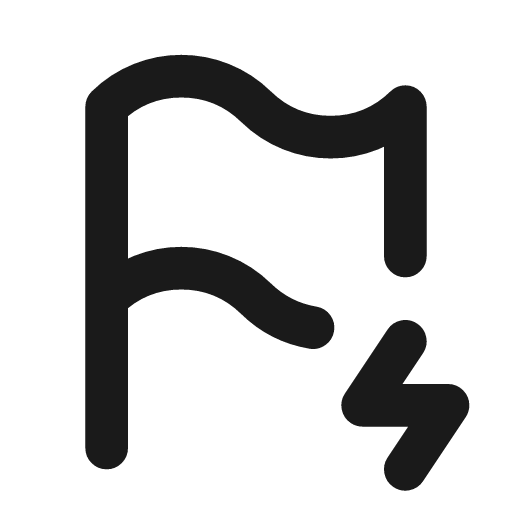 Flag bolt icon, line style, from Tabler Icons