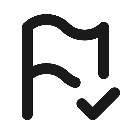 Flag check icon, line style, from Tabler Icons