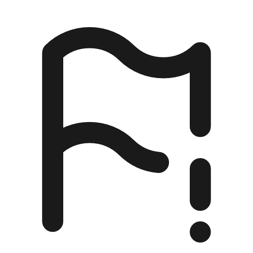 Flag exclamation icon, line style, from Tabler Icons