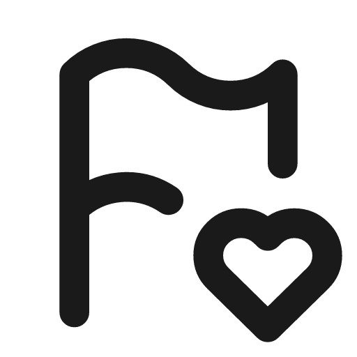 Flag heart icon, line style, from Tabler Icons
