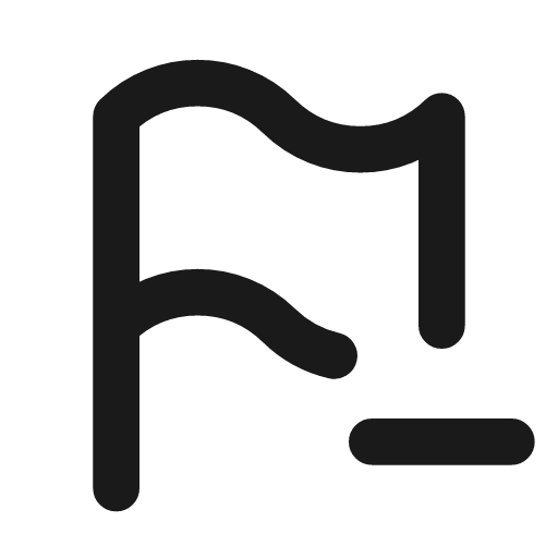 Flag minus icon, line style, from Tabler Icons