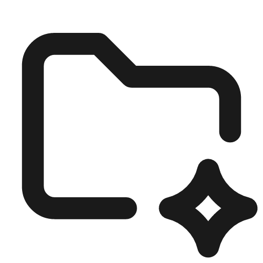 Folder sparkle icon, line style, from Tabler Icons