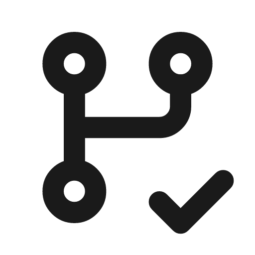 Git branch check icon, line style, from Tabler Icons
