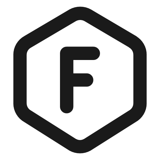 Hexagon letter f icon, line style, from Tabler Icons