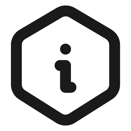 Info hexagon icon, line style, from Tabler Icons