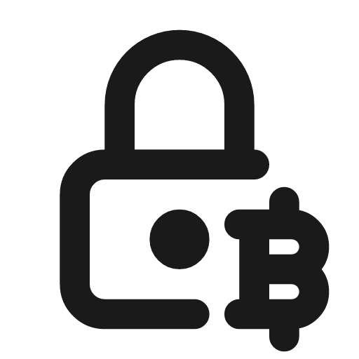 Lock bitcoin icon, line style, from Tabler Icons