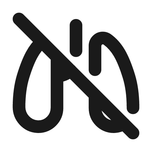 Lungs off icon, line style, from Tabler Icons