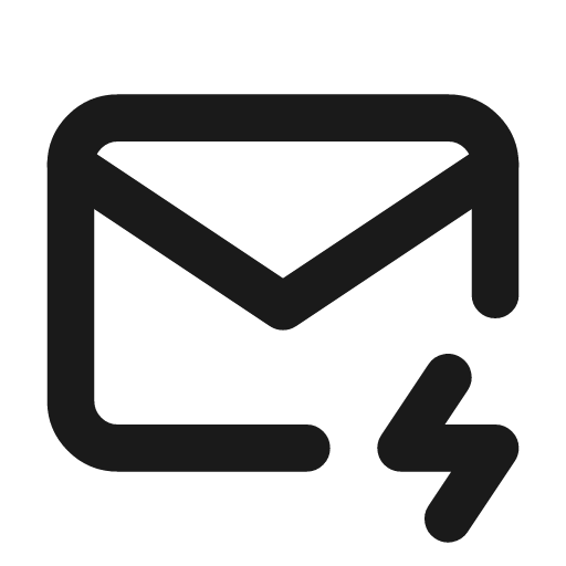 Mail bolt icon, line style, from Tabler Icons