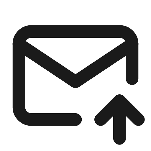 Mail up icon, line style, from Tabler Icons