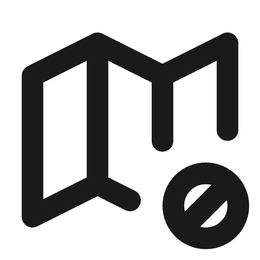 Map cancel icon, line style, from Tabler Icons