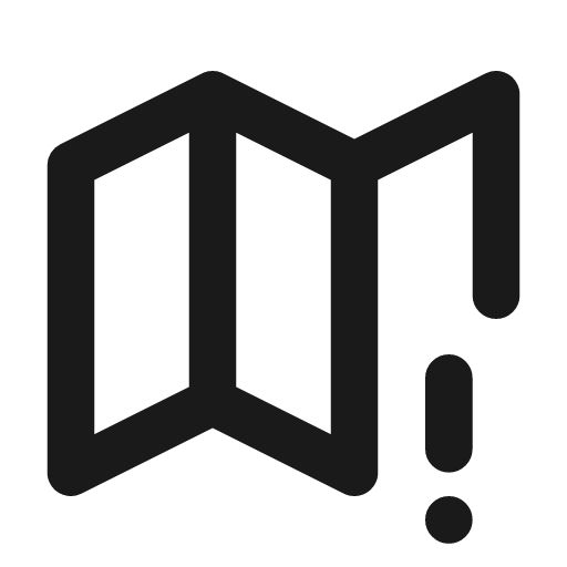 Map exclamation icon, line style, from Tabler Icons
