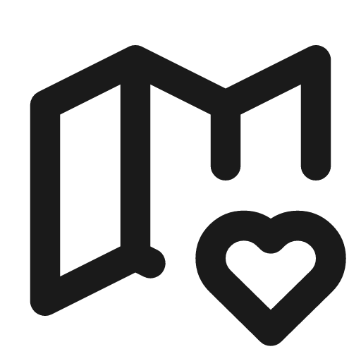 Map heart icon, line style, from Tabler Icons