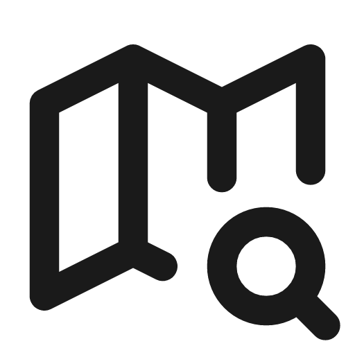 Map search icon, line style, from Tabler Icons