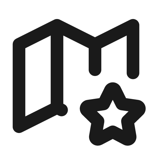 Map star icon, line style, from Tabler Icons