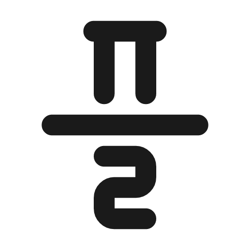 Math pi divide 2 icon, line style, from Tabler Icons