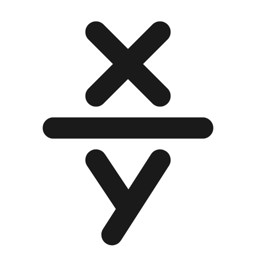 Math x divide y icon, line style, from Tabler Icons