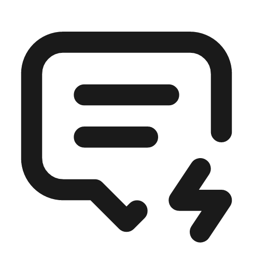 Message 2 bolt icon, line style, from Tabler Icons