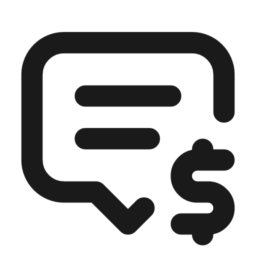 Message 2 dollar icon, line style, from Tabler Icons