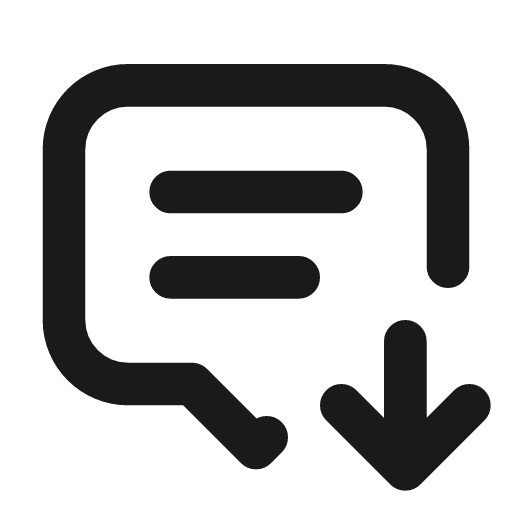 Message 2 down icon, line style, from Tabler Icons