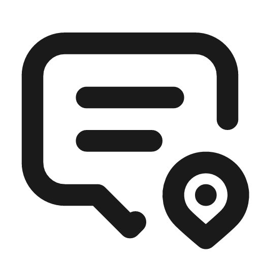 Message 2 pin icon, line style, from Tabler Icons