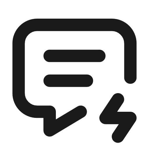 Message bolt icon, line style, from Tabler Icons