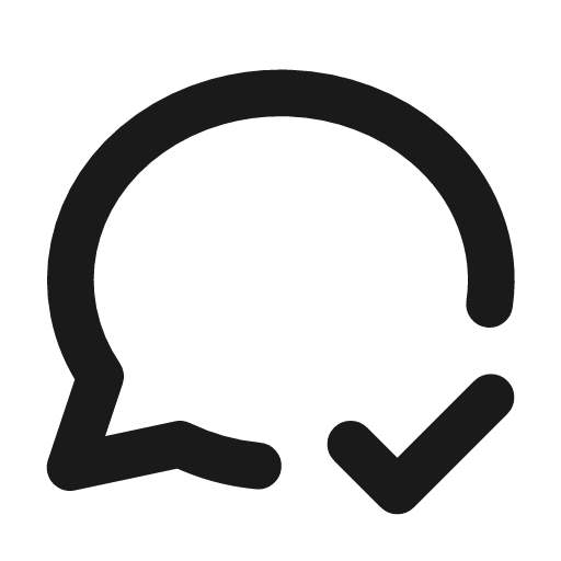 Message circle check icon, line style, from Tabler Icons