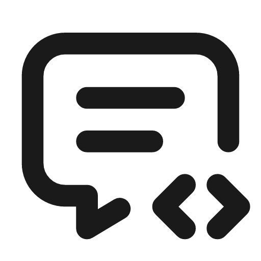 Message code icon, line style, from Tabler Icons