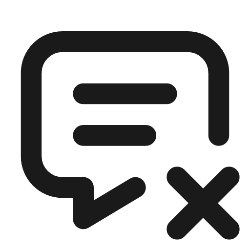 Message x icon, line style, from Tabler Icons
