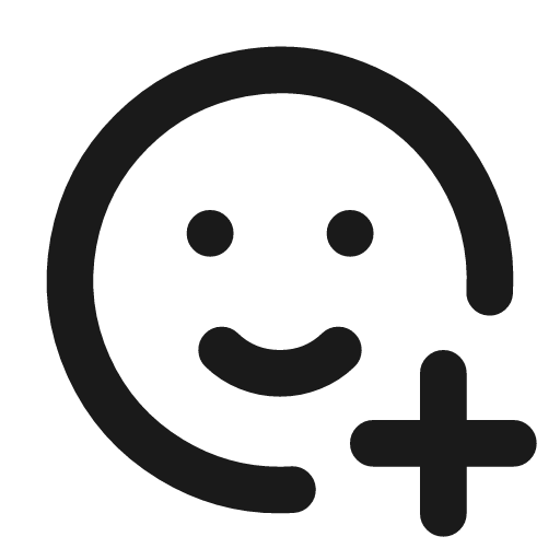 Mood plus icon, line style, from Tabler Icons
